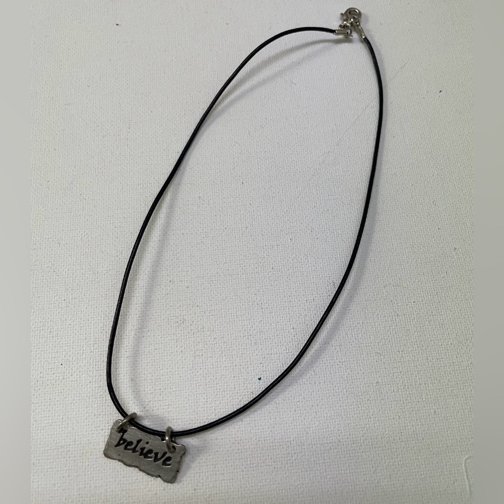 Silver 'Believe' Pendant Necklace